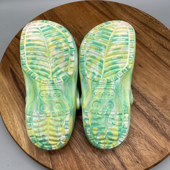 Crocs Classic Clogs Womens Size 6 Green Marbled Casual Slip On Shoes - Picture 7 of 8